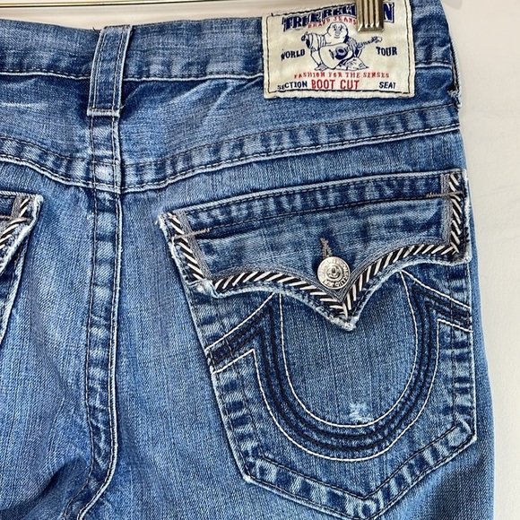 True Religion Y2K Mens Classic Boot Cut Button Flap Jeans Blue Medium Wash 31 - Picture 6 of 12